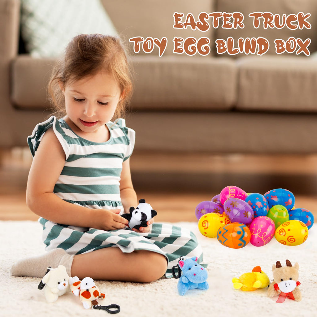 ZJEFUNS 12 Pack Prefilled Easter Egg Fillers with Mini Animal Plush Toy Fillers for Easter Egg Hunt, Easter Basket Stuffers Gifts for 3-8 Year Old Kids Boys Girls Toddlers Easter Party Favors (Animal)