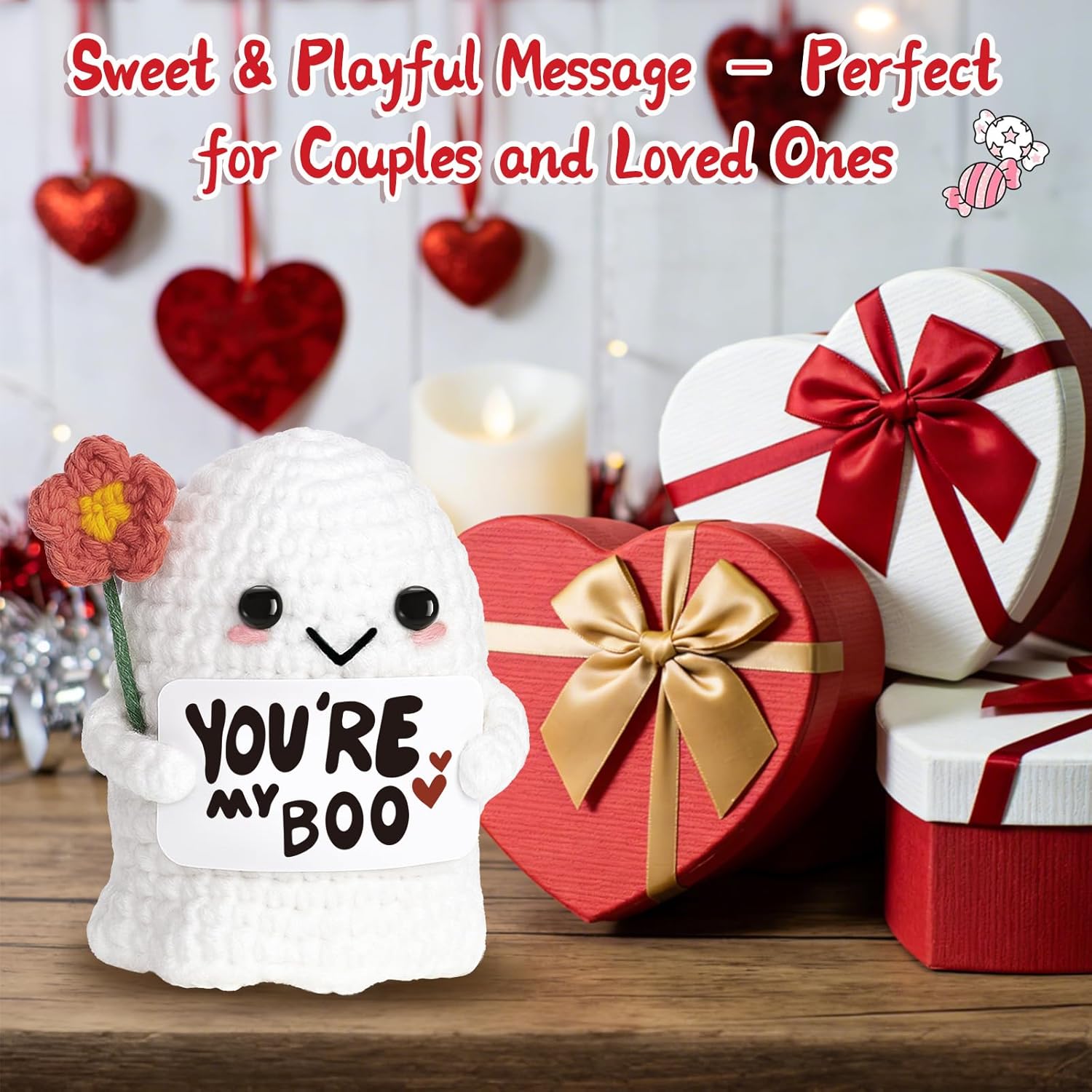 Skiennix You're My Boo Crochet Ghost - Cute Anniversary Gift for Him/Her | Perfect for Holidays & Easter