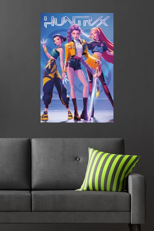 Huntrix | KPop Demon Hunters Wall Poster - 34" x 22.4" | Includes Mount Bundle for Easy Display