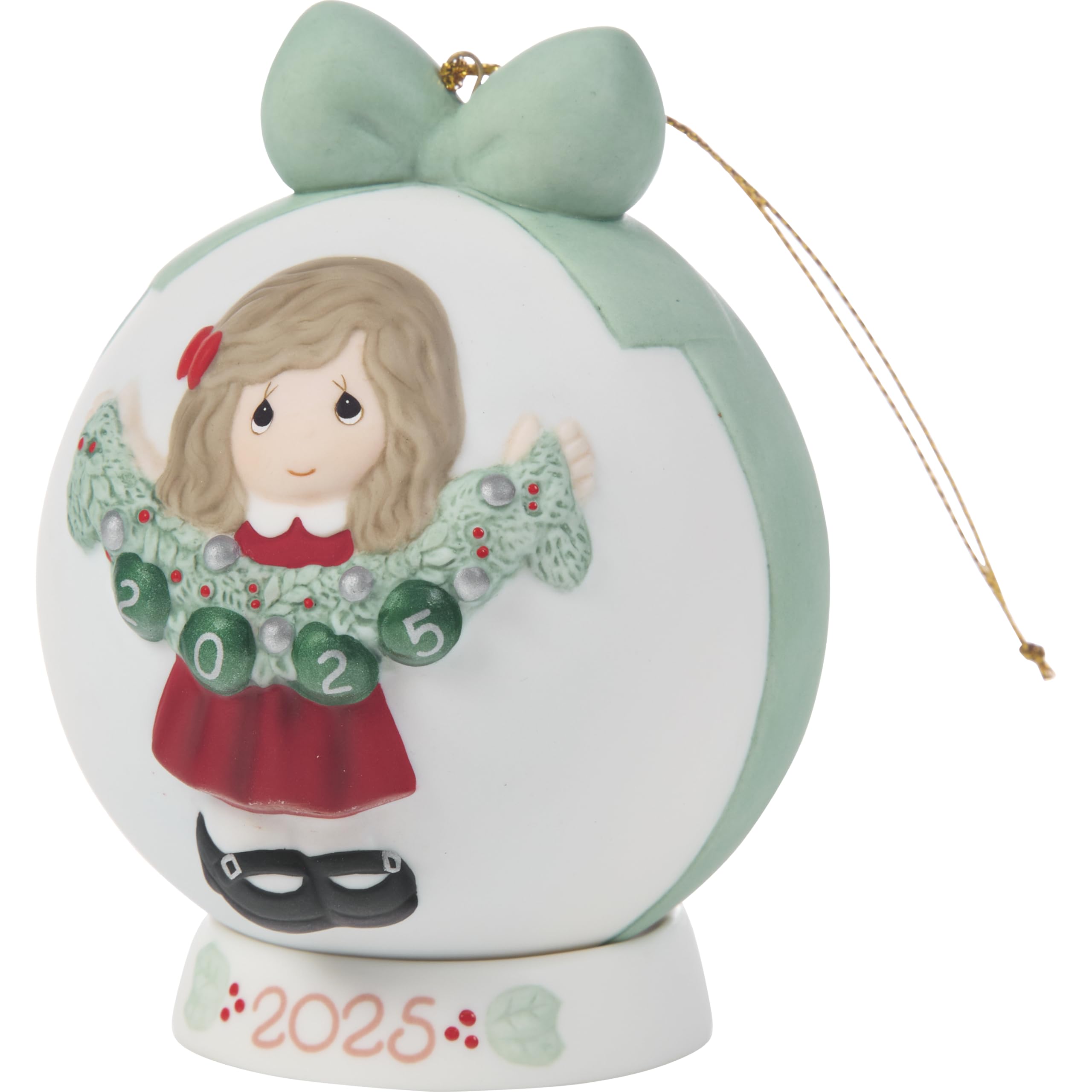 Precious Moments Deck The Halls 2025 Dated Girl Ornament Bisque Porcelain 2025 Ball Keepsake 251003