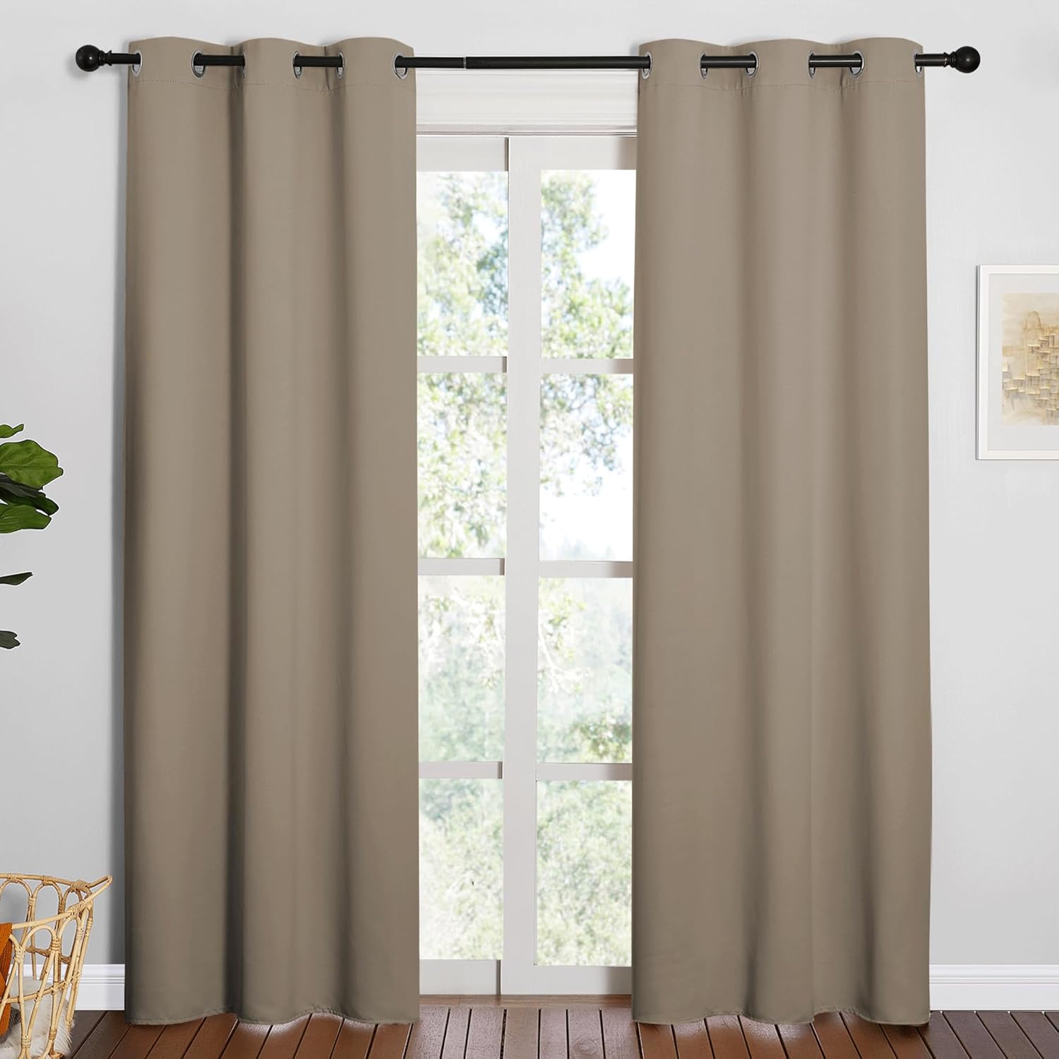 NICETOWN Blackout Curtains - Thermal Insulated Grommet Drapes for Office & Theater | Taupe, 84 Inches