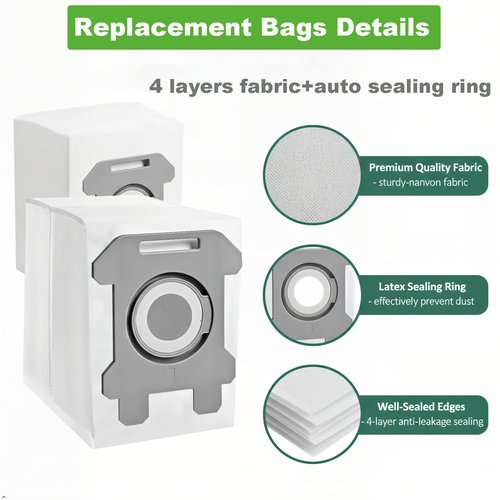 8 Pack Dirt Disposal Bags Replacement Bags Compatible with iRobot Vacuum Cleaner 105 405 705 104 504 505, i3, j7, j9, s9, s9 Plus i s j Series Vacuum Bags Replacement Parts Accessory