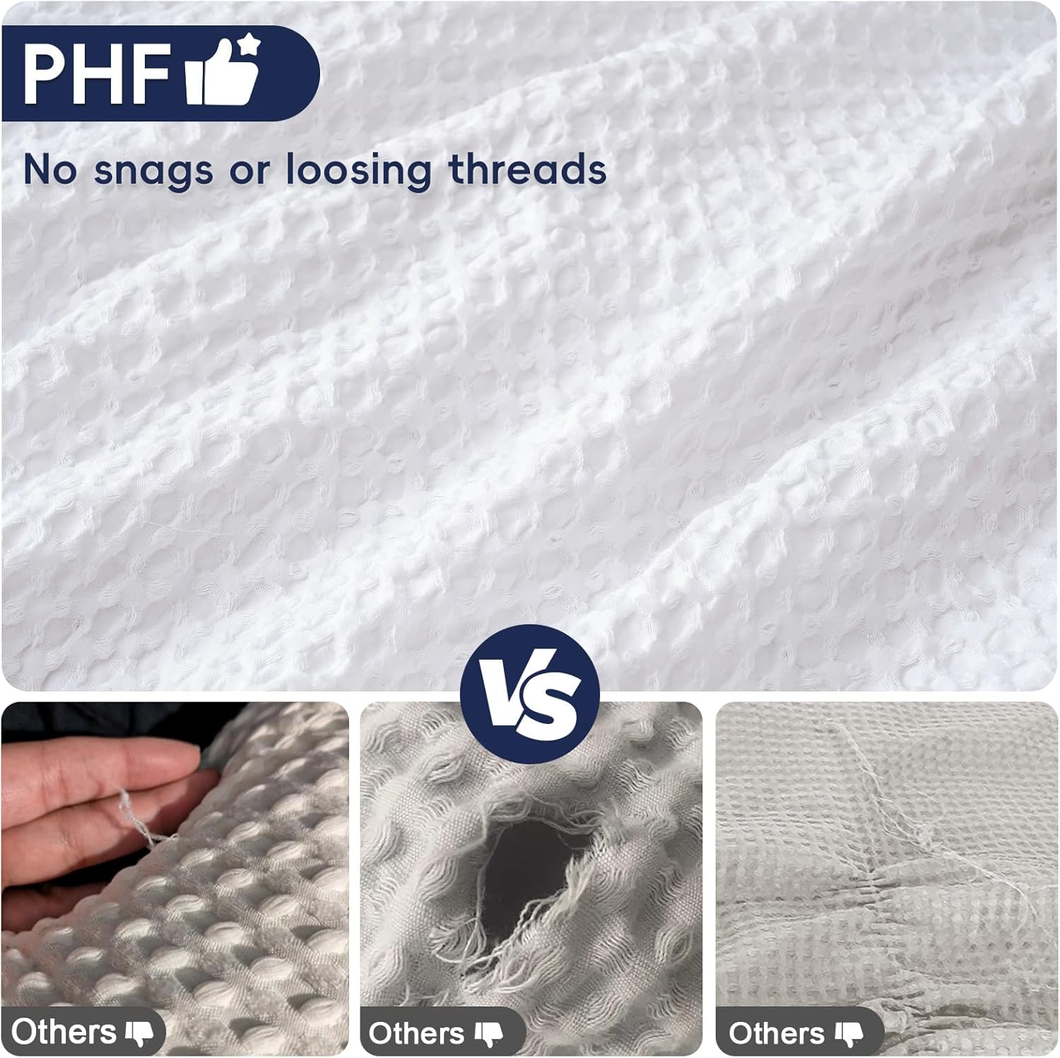 PHF Euro Shams Pillow Covers - Ultra Soft Waffle Weave, Breathable & Skin-Friendly, 26" x 26", White | 2 Pack