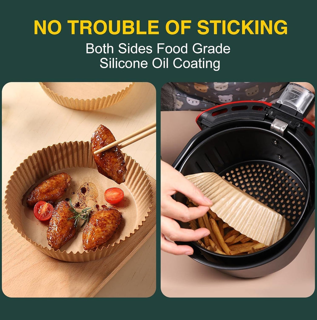 AirFryer Disposable Paper Liner - Non-Stick Round Parchment for Cooking & Baking | 125PCS, 6.3 Inch