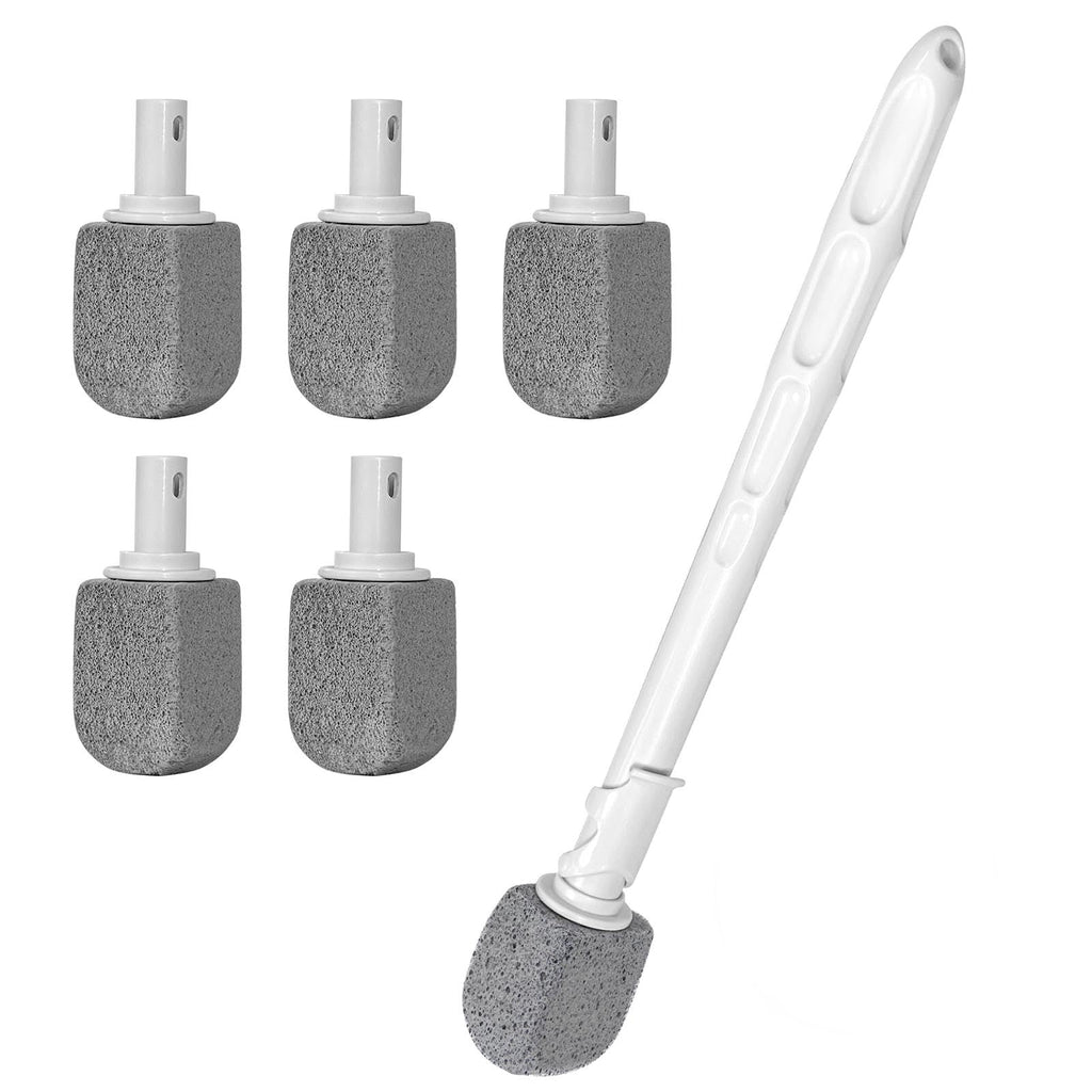 ENWARUTU Upgrade Pumice Stone Toilet Bowl Cleaner,Bathroom Cleaner Brush Toilet Wand Refills with 30CM Long Handle for Remove Hard Water Stains with 1 Wand+ Pumice Stones (5 Pack)
