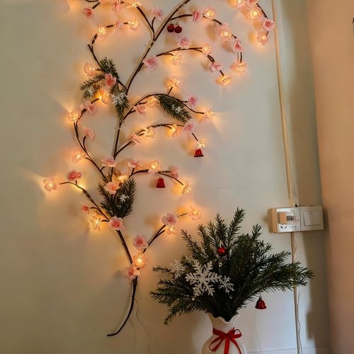 63 Inch Cherry Blossom Tree Light with Remote, 72 LED Cherry Blossom Branch Lights for Wall, 8 Lighting Modes&Timer, Flexible DIY Indoor Decoration for Home, Christmas, Wedding, Party (72LED-63inch)
