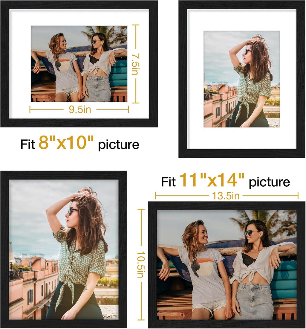 Vittanly 11x14 Picture Frame - Versatile Display for 8x10 or 11x14 Photos - Black, Wall Mountable
