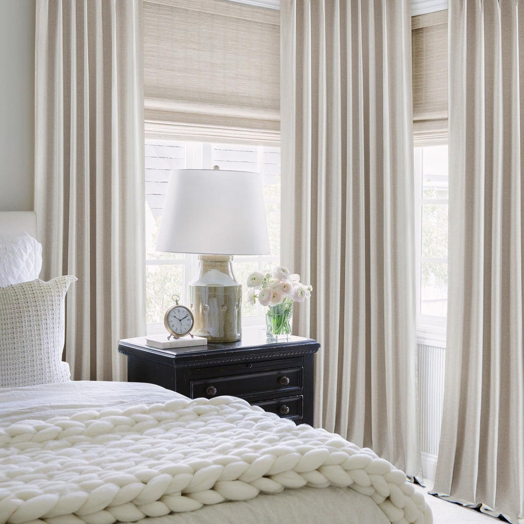 MIULEE 100% Blackout Curtains - Linen Pinch Pleated Thermal Insulated Drapes, 92 Inch Long, Beige & Greige, 2 Panels Set