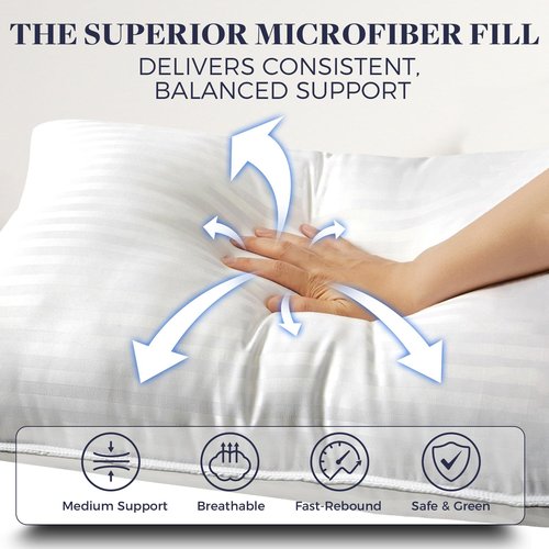 Basic Beyond Hotel Collection Bed Pillows for Sleeping - King Size Pillows Set of 4, 20x36, White