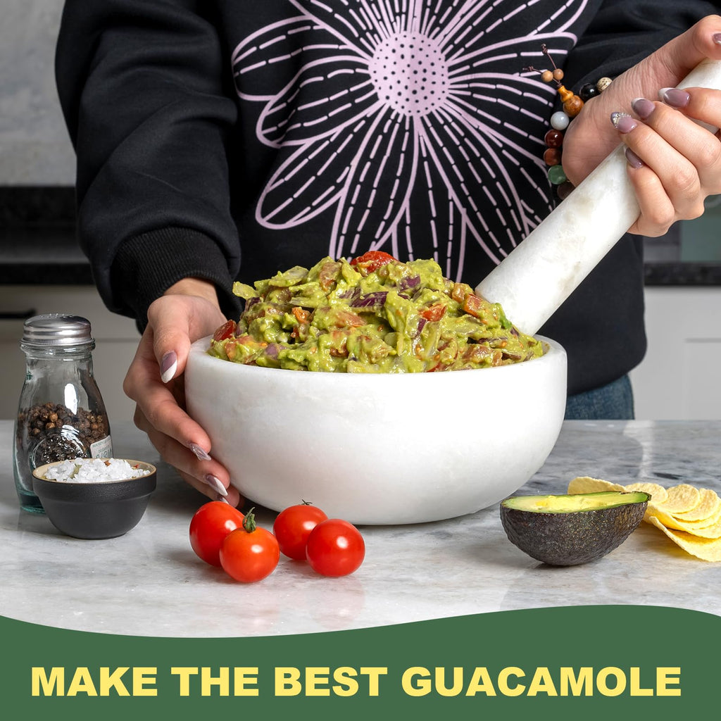 Koville Marble Mortar and Pestle Set, 8" Extra Large Grinder Bowl for Guacamole, Salsa, Pill Crusher, Spice, Herb, Garlic, Nut, Heavy Duty Grinder for Kitchen(Namib Fantasy)