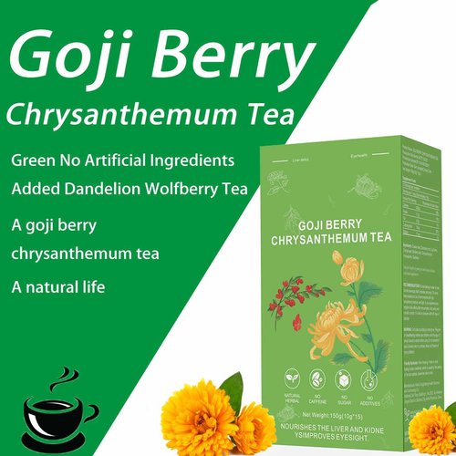 Goji Berry Chrysanthemum Tea, Dandelion Wolfberry Tea for Liver Health, Liver Detox Clear the Liver and Improve Eyesight 150g(1box,15 Bags) (2)