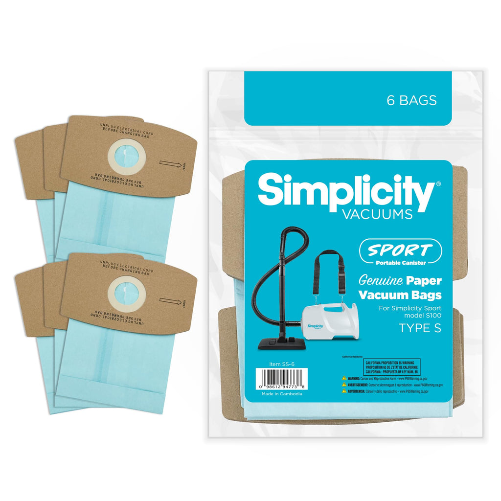 Simplicity Vacuum Bags SS-6 Type S, Sport 6 bags