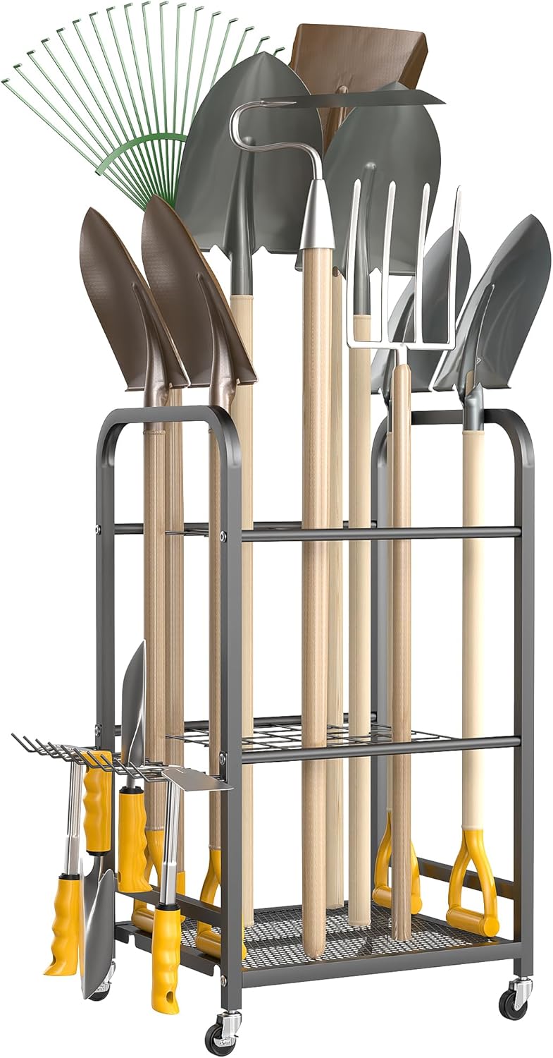 Ultrawall Garden Tool Organizer Stand - Lockable Wheels for Easy Storage | Indoor & Outdoor Tool Rack