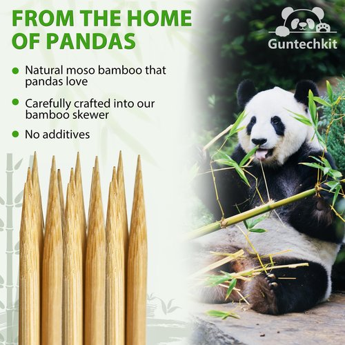 300PCS 𝗕𝗮𝗺𝗯𝗼𝗼 𝗦𝗸𝗲𝘄𝗲𝗿𝘀 6 inch, Sturdy Smooth Wooden Skewers 6 inch for Kabob Meat, Desserts, Fruit, Appetiser, Home/Outdoor or BBQ Restaurant