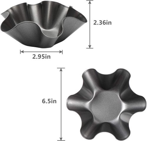 Kafear Taco Salad Bowl Maker Molds - Nonstick Carbon Steel Tortilla Shell Pans | 4 Pack in Black