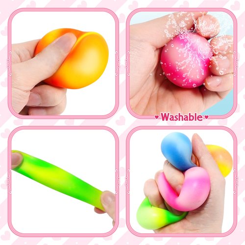 Shemira 24 Pack Valentines Cards for Kids, Squeeze Balls with Valentines Day Cards for Kids School, Stretch Fidget Toys for Valentines Gifts Exchange, Valentines Cards for Kids Classroom Favors
