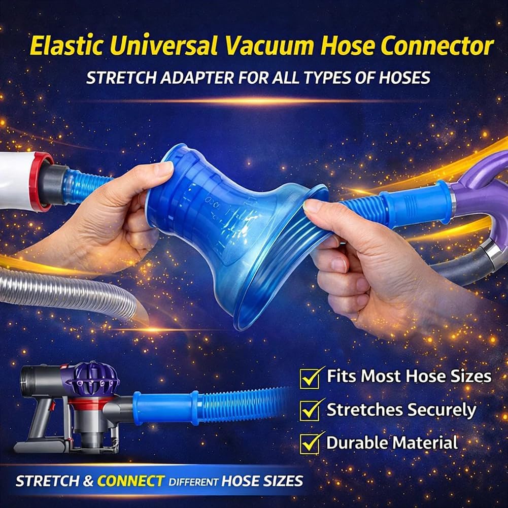 Upgraded Dryer Vacuum Hose Attachment - Universal Lint Removal Tool with Long Flexible Hose & Brush (Blue)