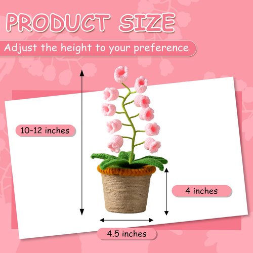 ANZRLE Lily of The Valley Lamp, Pink Crochet Artificial Flowers with Night Lights, Cordless Table Lamp -Birthday Gifts for Women,Cozy Home Decor Mothers Day Gifts