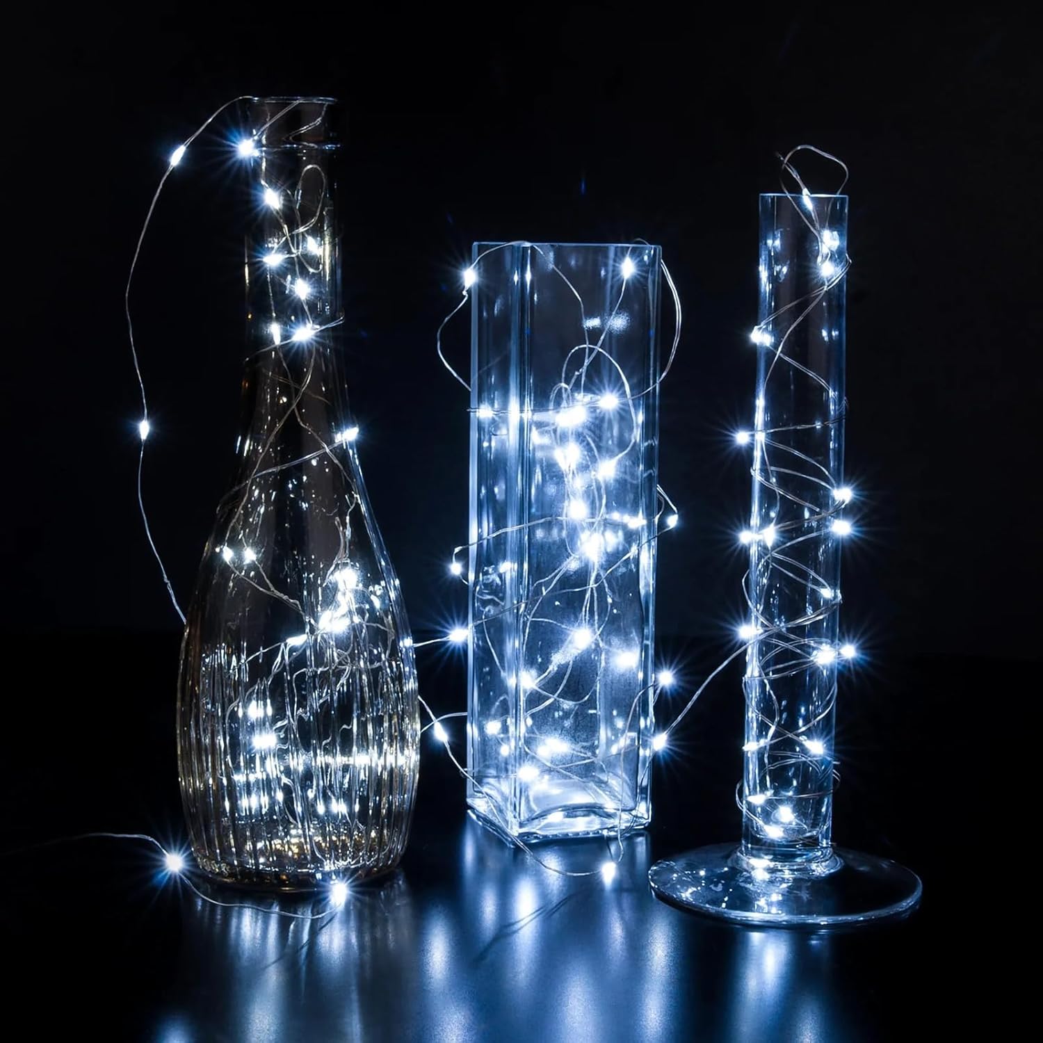 Skiennix 24 Pack Fairy Lights - 7Ft 20 LED Twinkle String Lights | Battery Operated & Waterproof for Weddings, Parties & Home Decor - Cold White
