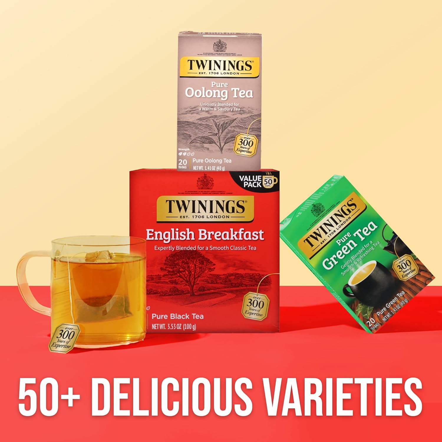 Twinings Pure Oolong Tea - Golden Caffeinated Tea Bags, Individually Wrapped, 20 Count