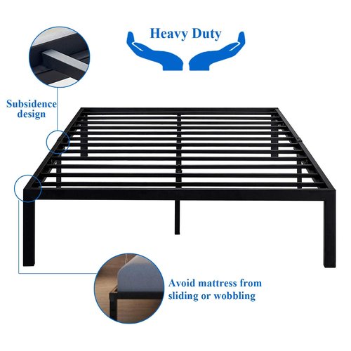 VECELO 14 inch Full Metal Platform Bed Frame, Mattress Foundation, No Box Spring Needed,Steel Slat Support