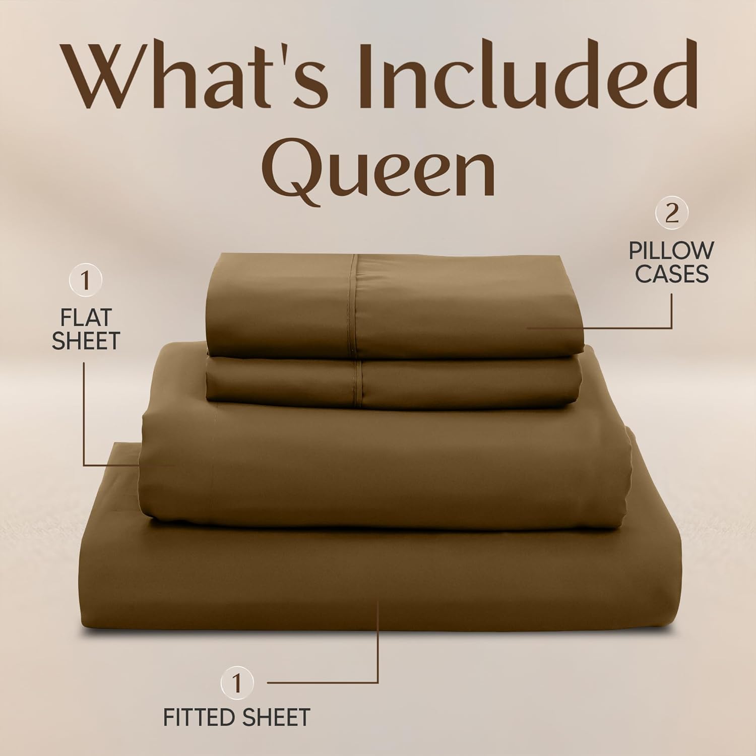 Utopia Bedding Queen Size Sheet Set - Soft & Breathable Microfiber, 4-Piece in Mocha | Oeko Tex Certified