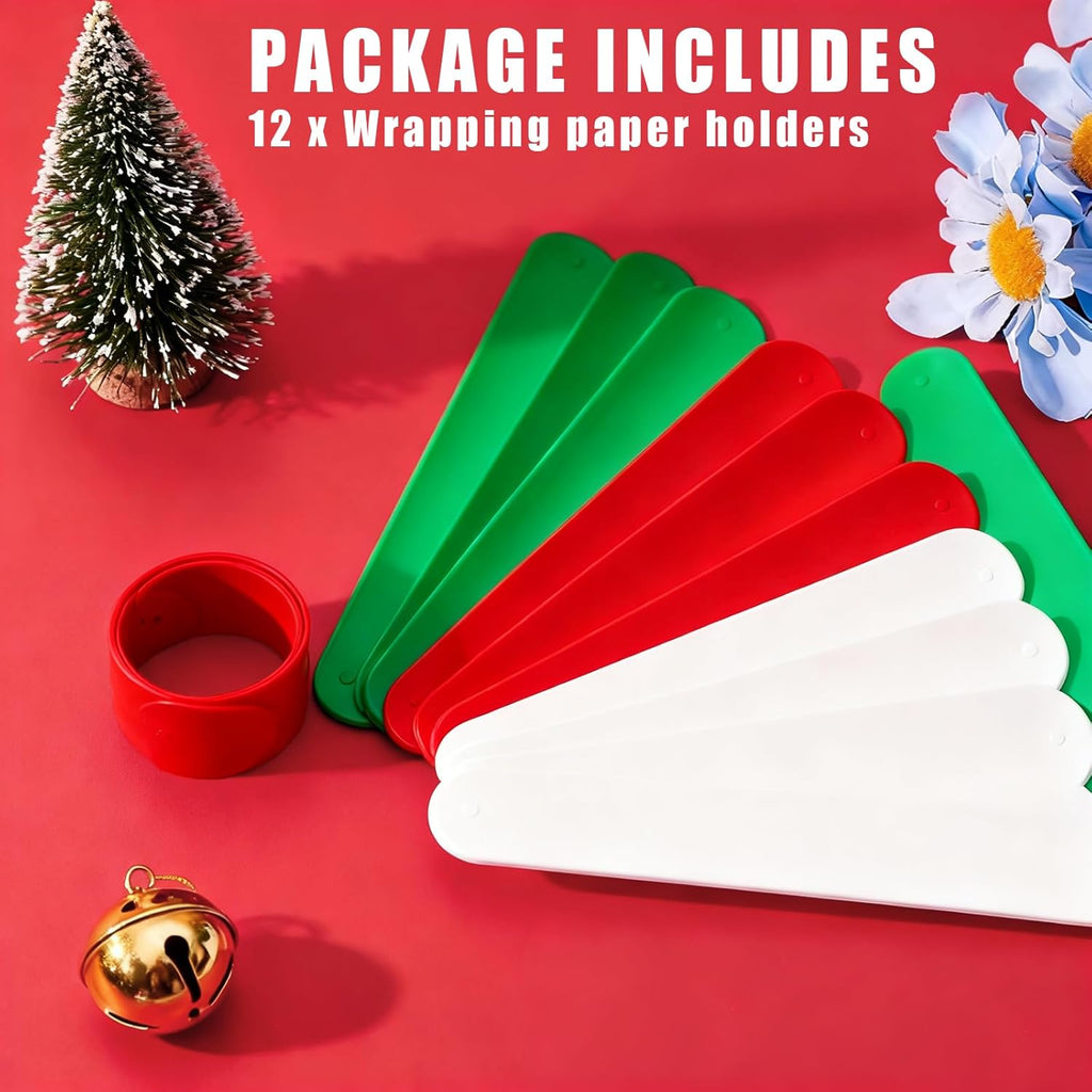 Skiennix Wrapping Paper Roll Holder - 12 Silicone-Covered Metal Clamps for Easy Storage | 1'' x 9''