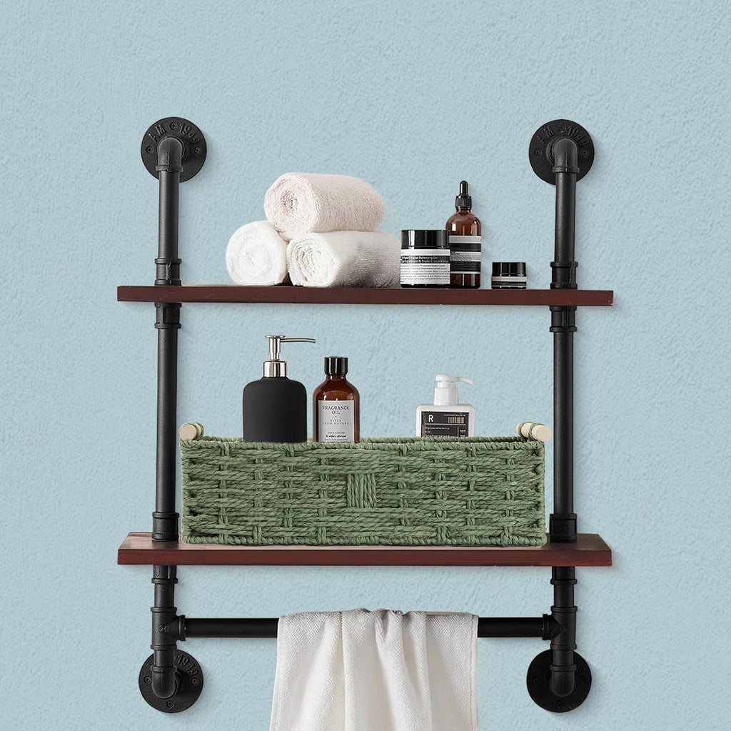 Regine Switzerland Toilet Paper Storage Basket - Decorative Green Wicker Organizer with Wooden Handles