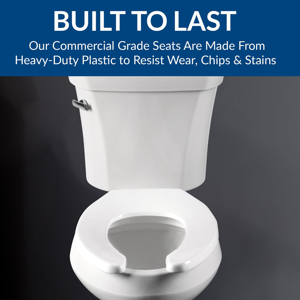 BEMIS 1955SSTFR Commercial Heavy Duty Fire Retardant Open Front Toilet Seat without Cover, Industrial No Slam Seat, Made in USA, Elongated, White