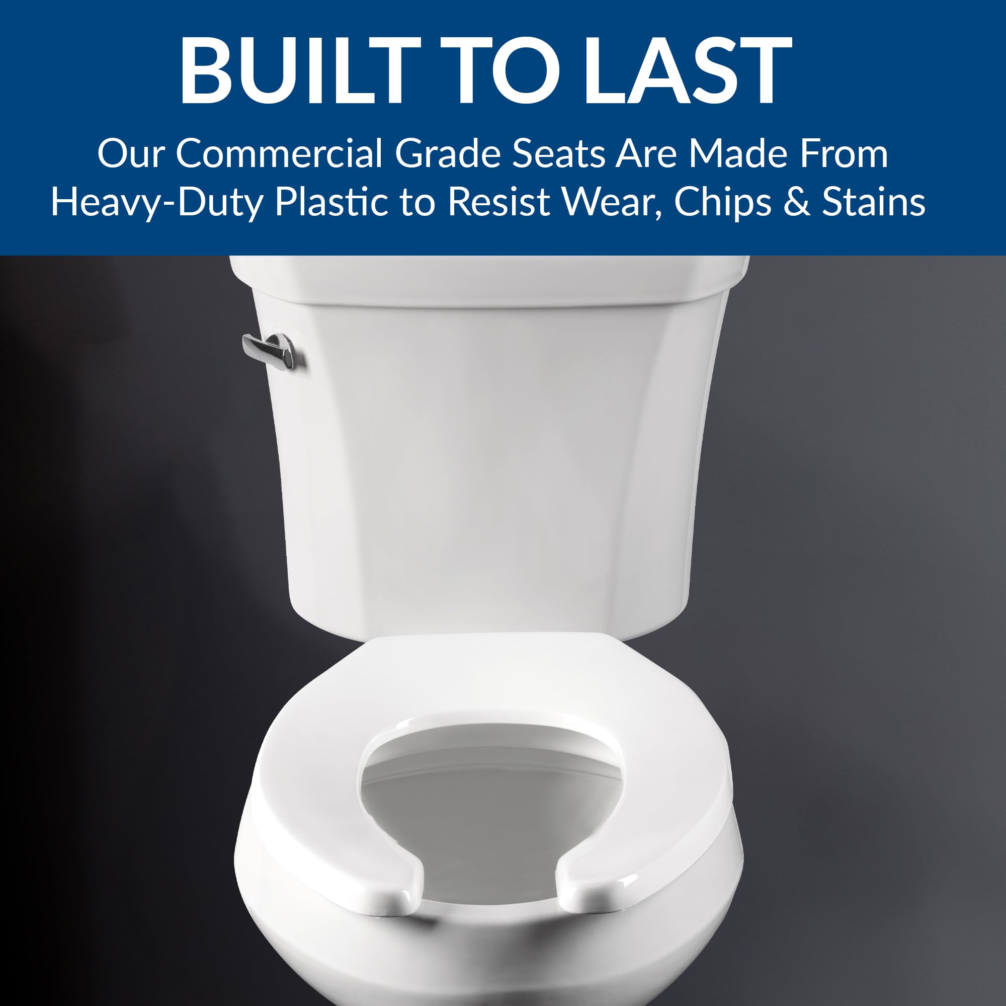 BEMIS 1955SSTFR Commercial Heavy Duty Fire Retardant Open Front Toilet Seat without Cover, Industrial No Slam Seat, Made in USA, Elongated, White