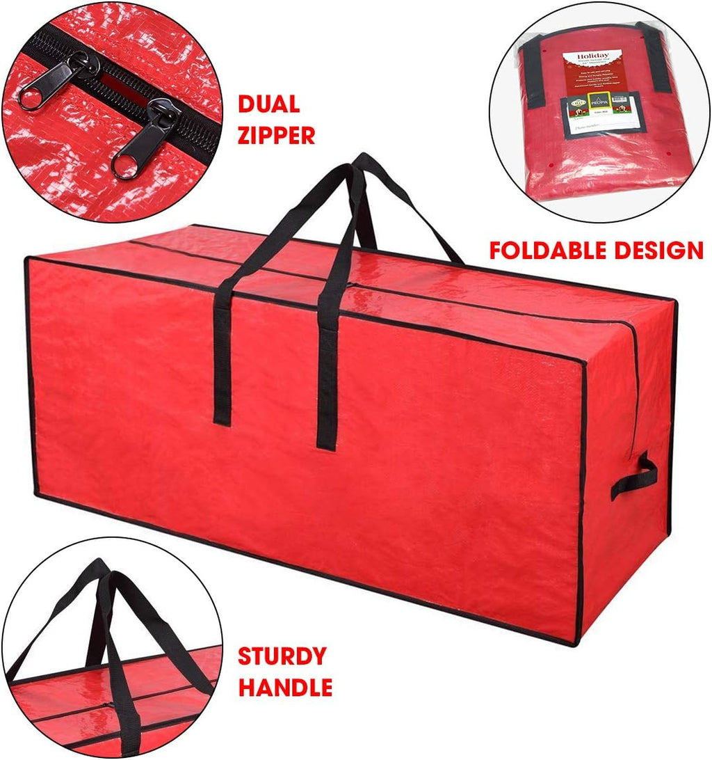 Primode Christmas Tree Storage Bag - Fits Up to 7.5 Ft Disassembled Tree | Protective Zippered Case (Red)