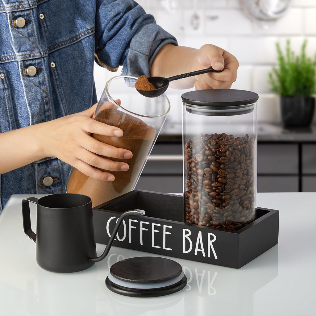 OUTNILI Broom Holder Wall Mount | Versatile Storage Solution with Coffee Canister Set