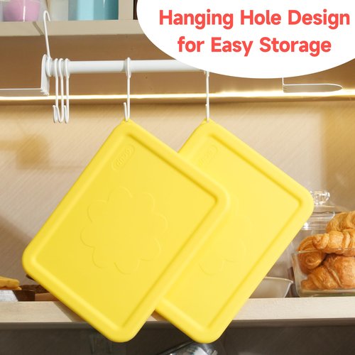 LUVCOSY 6 Cup Rectangle Silicone Storage Cover Lids Replacement for Anchor Hocking Glass Bowls (Container not Included) 2 Pack, Microwave, Dishwasher and Freezer Safe