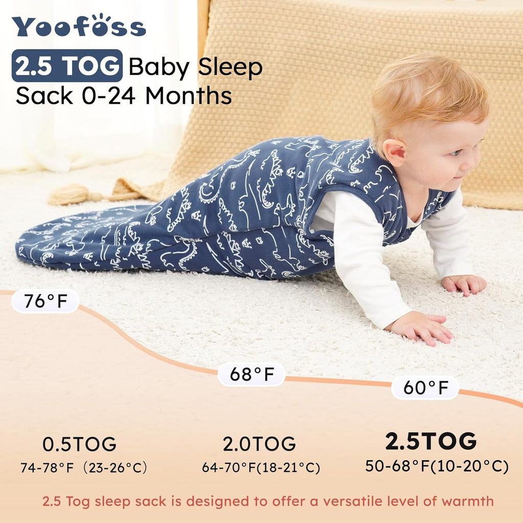 Yoofoss Baby Sleep Sack | 100% Organic Cotton Wearable Blanket for 12-18 Months | TOG 2.5, Warm & Comfy