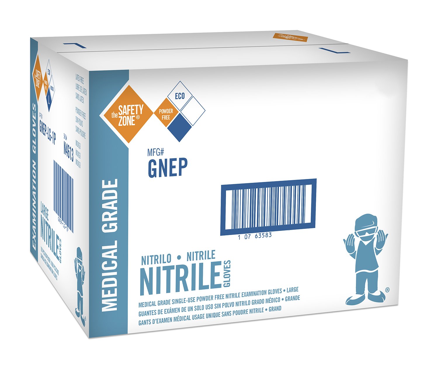 Safety Zone Nitrile Exam Gloves - Food Safe, Indigo Color, Medium Size (Case of 1,000)