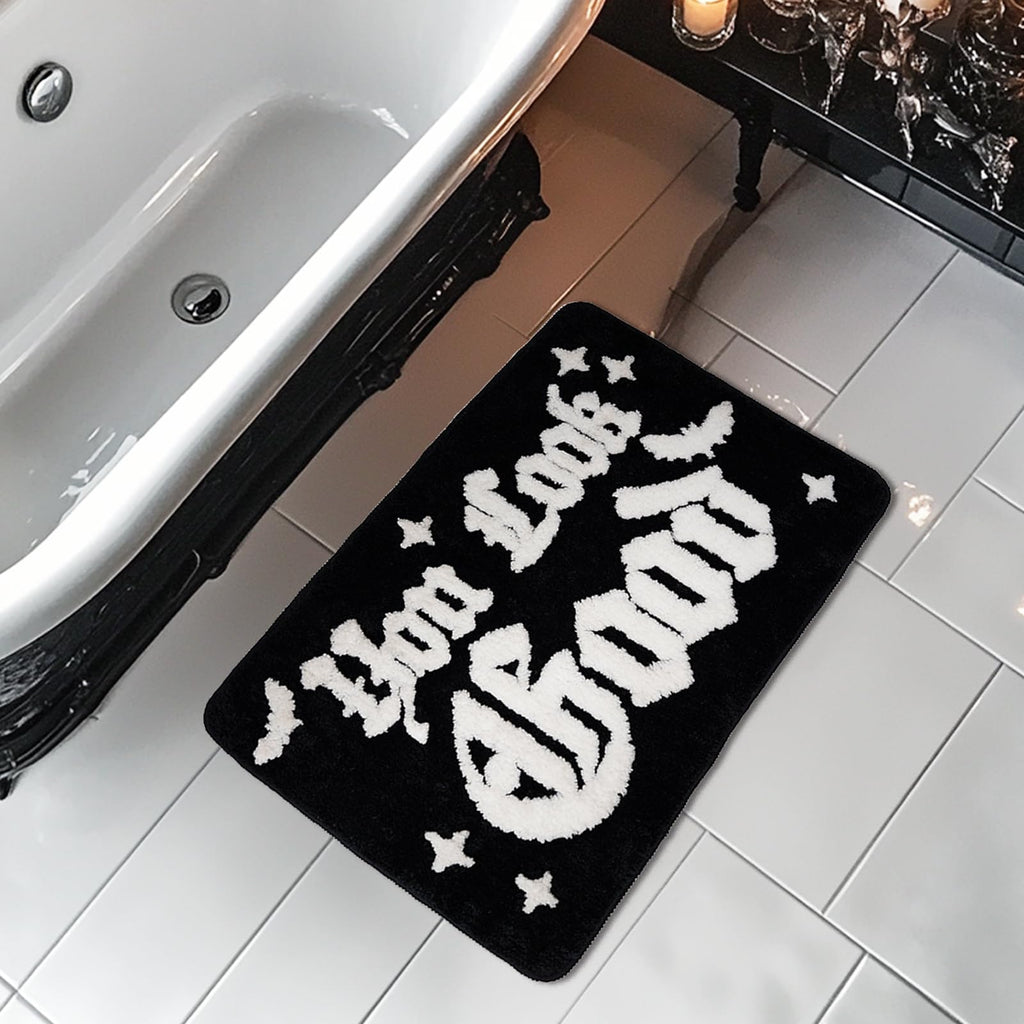 QIONG MENG Halloween Rug Your Look Good Gothic Bathroom Rug Halloween Bath Mat Spooky Bathroom Mat Floor Doormats Rugs 17 x 27 Inch for Tub Home Living Room