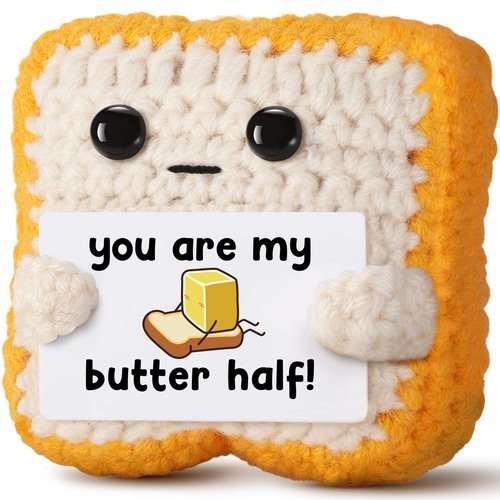 Gifts for Him Her Boyfriend Girlfriend Partner Loved One “You Are My Butter Half!” Crochet Toast – Cute Romantic Valentine’s Day, Anniversary, Birthday Gift for Couples Desk Decor & Christmas Gifts
