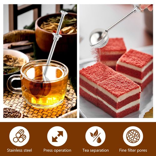 3pcs Powdered Sugar Shaker Duster Flour Dispenser Shaker Stainless Steel Wand Sugar Shakers Duster Teas Fine Mesh Tea Ball (COLOR:silver)