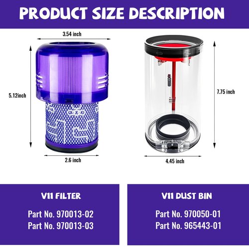 ZPSOX Canister parts replacement for Dyson V11 Animal, Torque Drive, Complete,bin fit for dyson V15 SV15 SV14 SV22 cordless vacuum，V15S Detect Submarine accessories Part no. 970050-01 & no. 965443-01