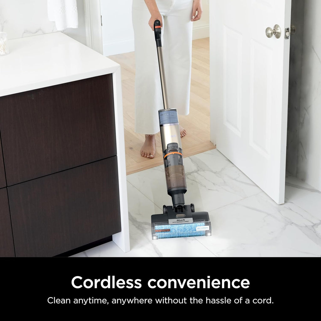Shark HydroVac MessMaster Cordless Wet Dry Vacuum Cleaner - 3-in-1 Self-Cleaning System, Lightweight & Powerful Suction for Hard Floors & Area Rugs, Rose Gold