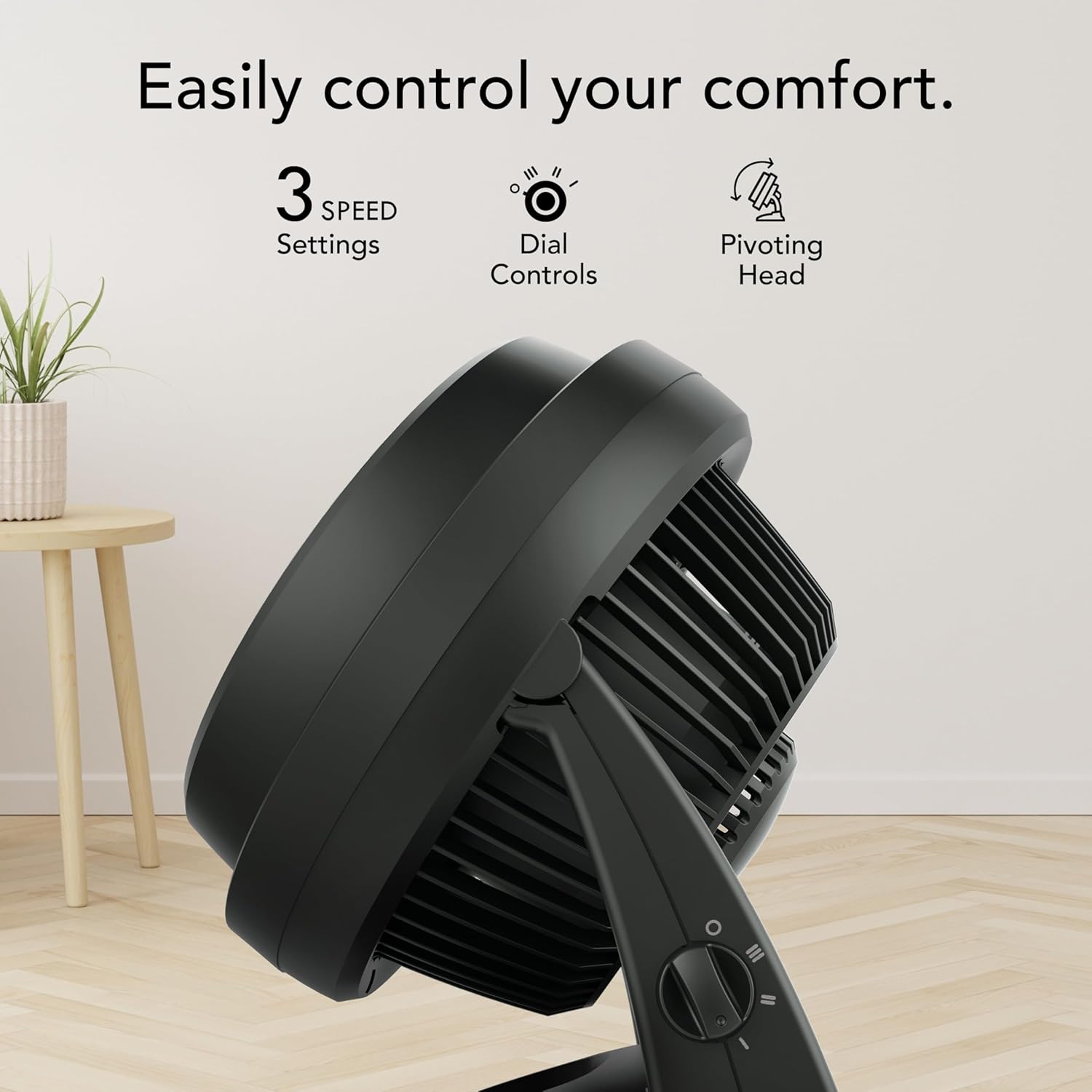 Vornado 630 Air Circulator Fan - 3-Speed Adjustable Tilt for Quiet Cooling | 9-Inch Black Design