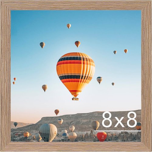 JCJMY 8x8 Picture Frame - Rustic Brown Wall Mount or Tabletop Display | Shatter-Resistant Plexiglass