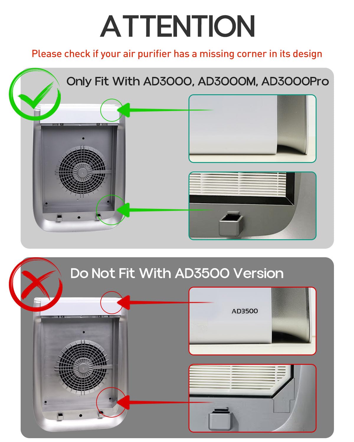 Elnuliros Replacement Filter Compatible with AD3000 AD3000M AD3000Pro Air Cleaner Puri-Fier, Not for AD3500 Version, Include 1 Premium Filter + 1 Carbon Filter + 4 Pre-Filters