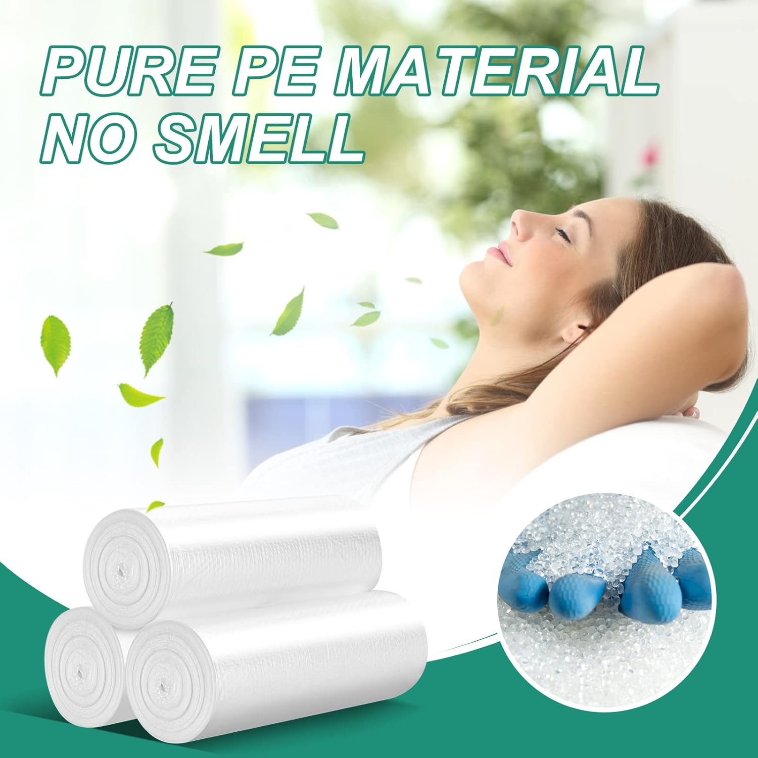 Magesh 4 Gallon Trash Bags - Strong & Thick, Unscented, Leakage-Free | 15L, Clear, 105 Count for Bathroom & Office