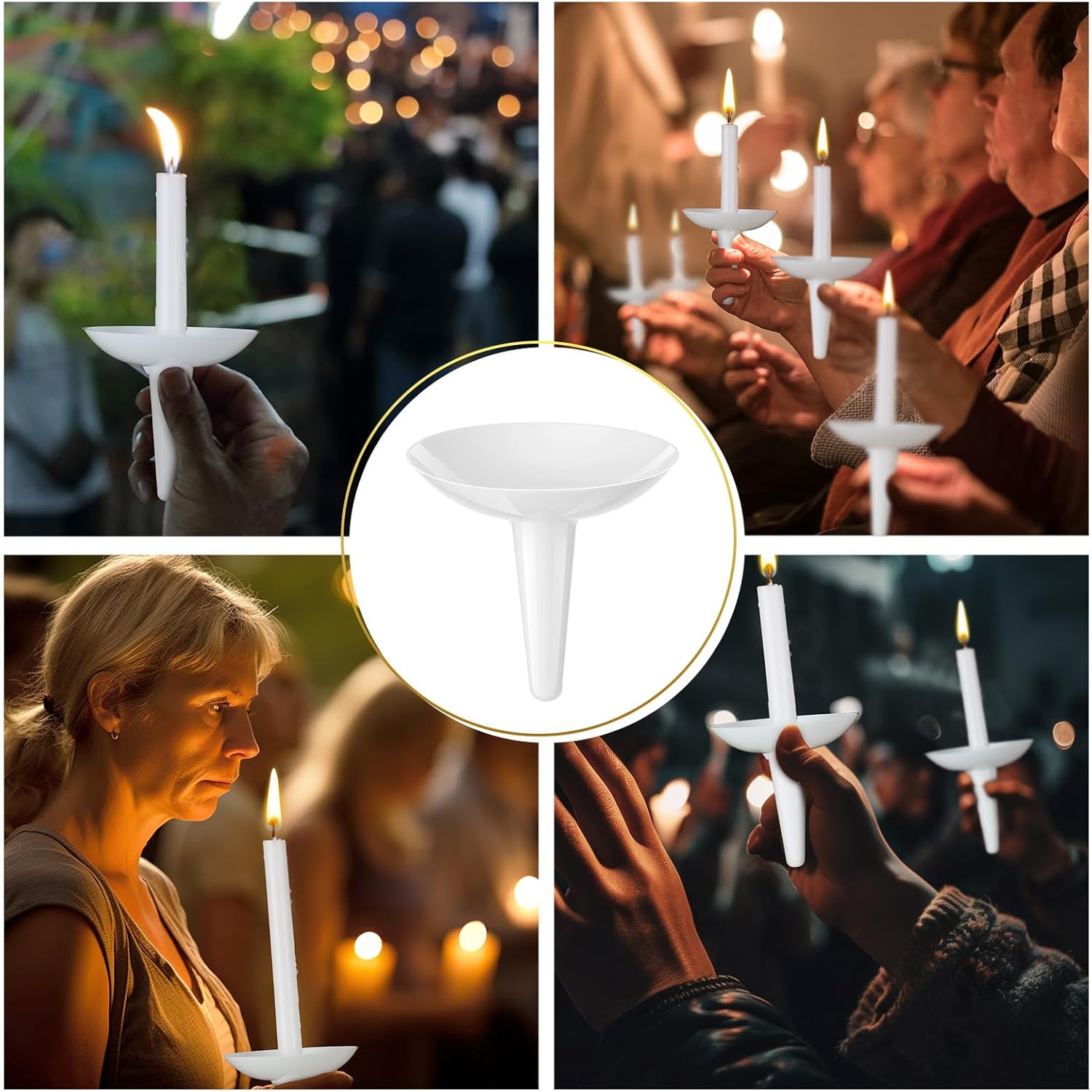 Skiennix Candle Holders - 100 Pcs Plastic Drip Protectors for Church, Vigil, Wedding & Events