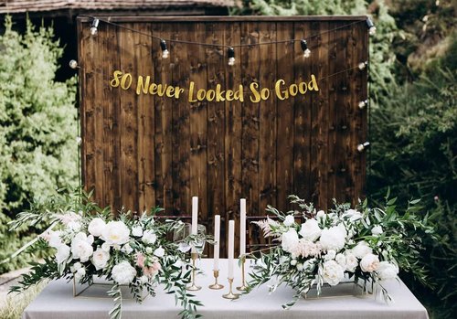 Gold Glitter Banner by Pre-Strung | 80th Birthday Decorations for Men & Women - Perfect Party Supplies