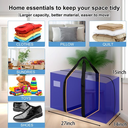 KRYSTY 8-Pack Moving Bags and Large Storage Bags with Strong Handles，Durable Zippers，Heavy Duty Moving Bags for Space Saving and Moving Supplies