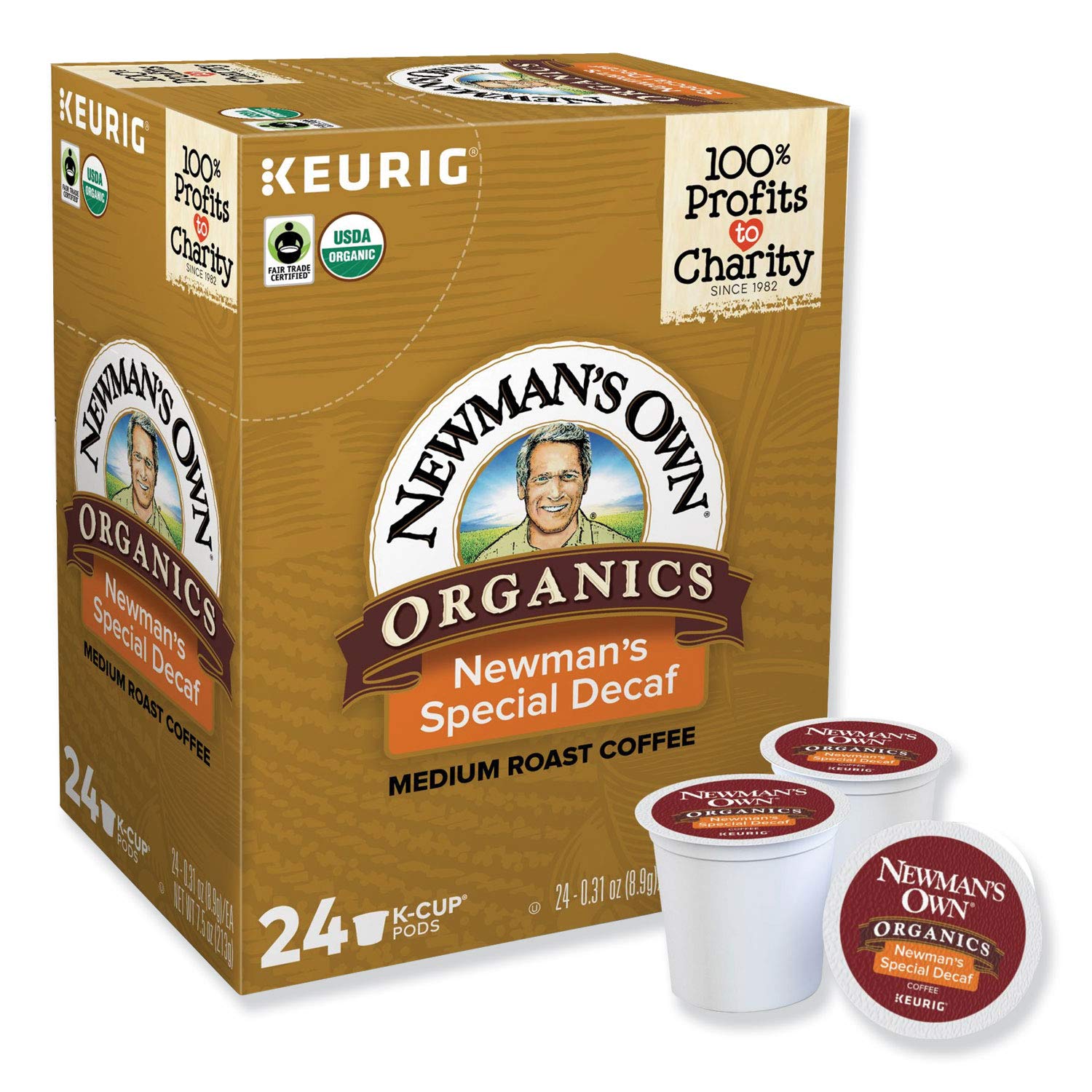 Newman's Own Organics, Newman's Own Special Blend Decaf, K-Cup Portion Pack for Keurig K-Cup Brewers, 24 Count (Pack of 4)