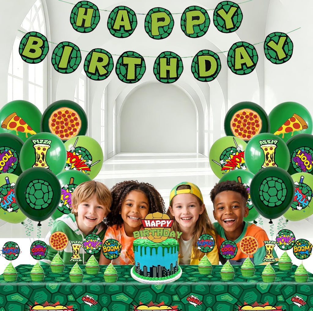 Turtle Birthday Party Decorations Happy Birthday Party Turtle Party Supplies - Big Cake Topper - Cupcake Toppers - Balloons - Happy Birthday Banner