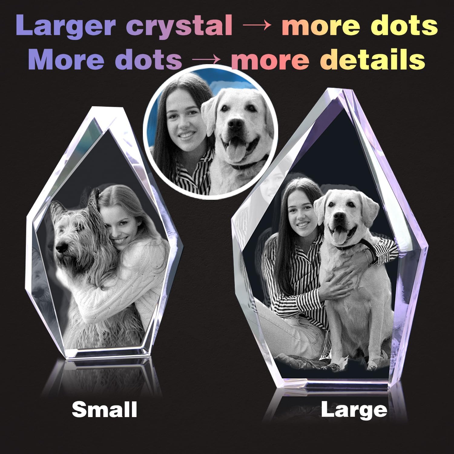 Skiennix Personalized Dog Memorial Gift - 3D Engraved Crystal Keepsake Photo Frame | Custom Pet Tribute